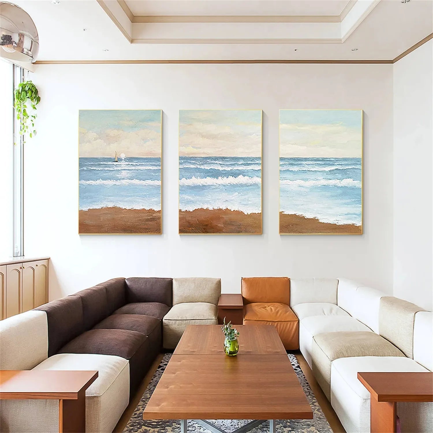 Soft Tone Coastal Triptych - Abstract Seascape Wall Art #JJ 208