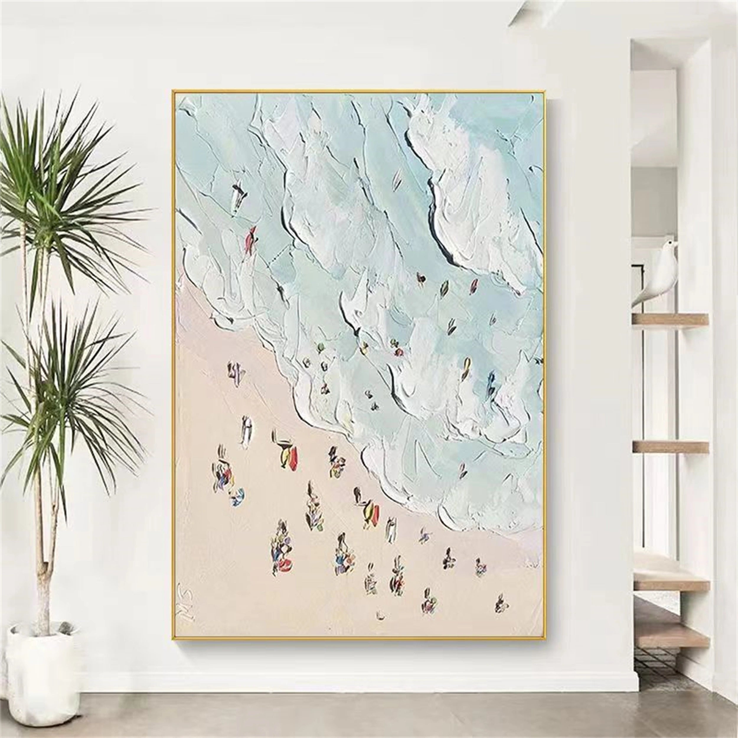 Colorful Beach Scene Abstract Painting - Modern Vibrant Art #JJ 132