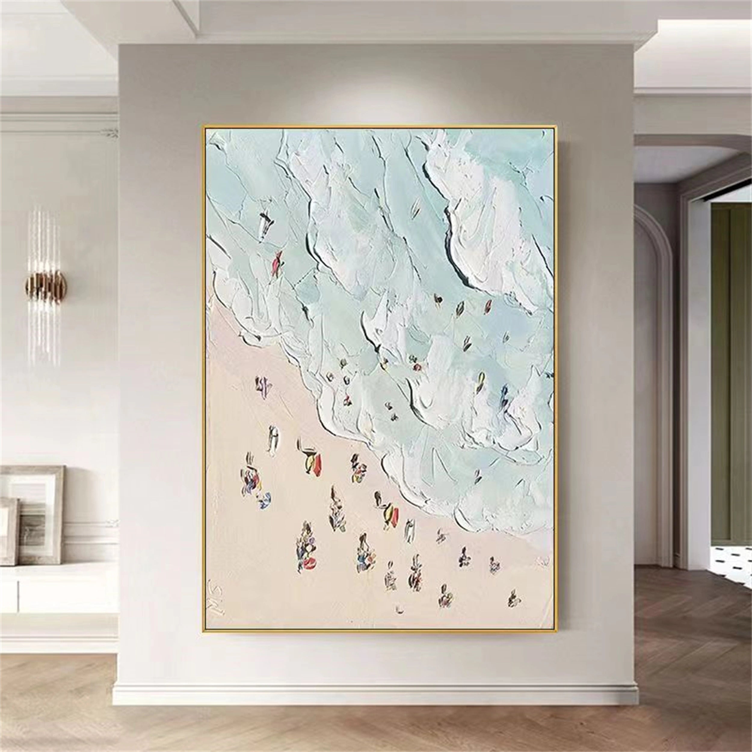 Colorful Beach Scene Abstract Painting - Modern Vibrant Art #JJ 132