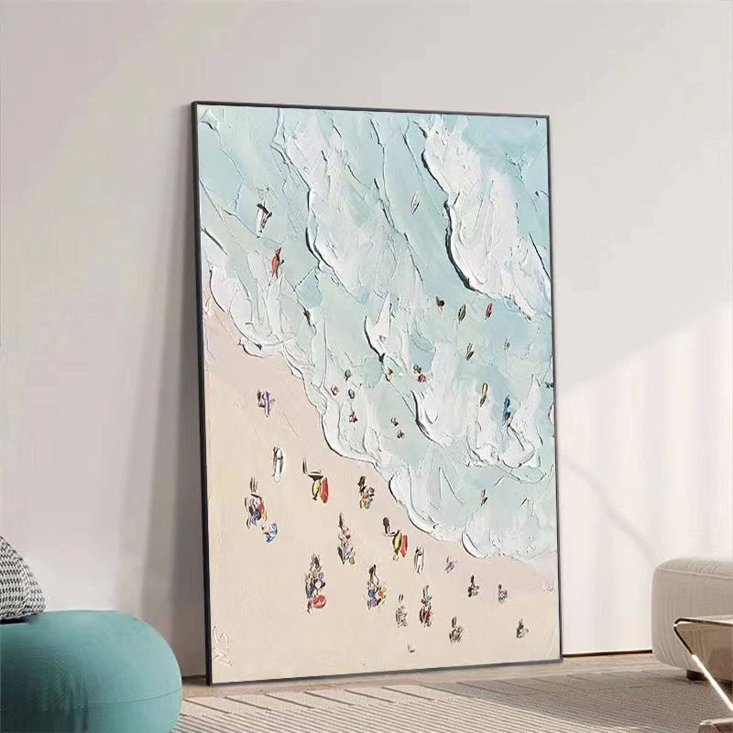 Colorful Beach Scene Abstract Painting - Modern Vibrant Art #JJ 132