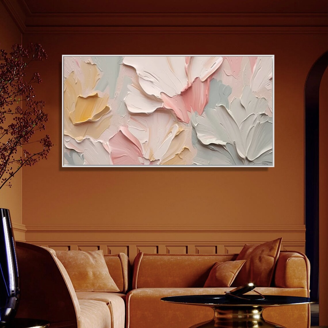 Textured Abstract Floral Painting - Pastel Wall Art #TC 094