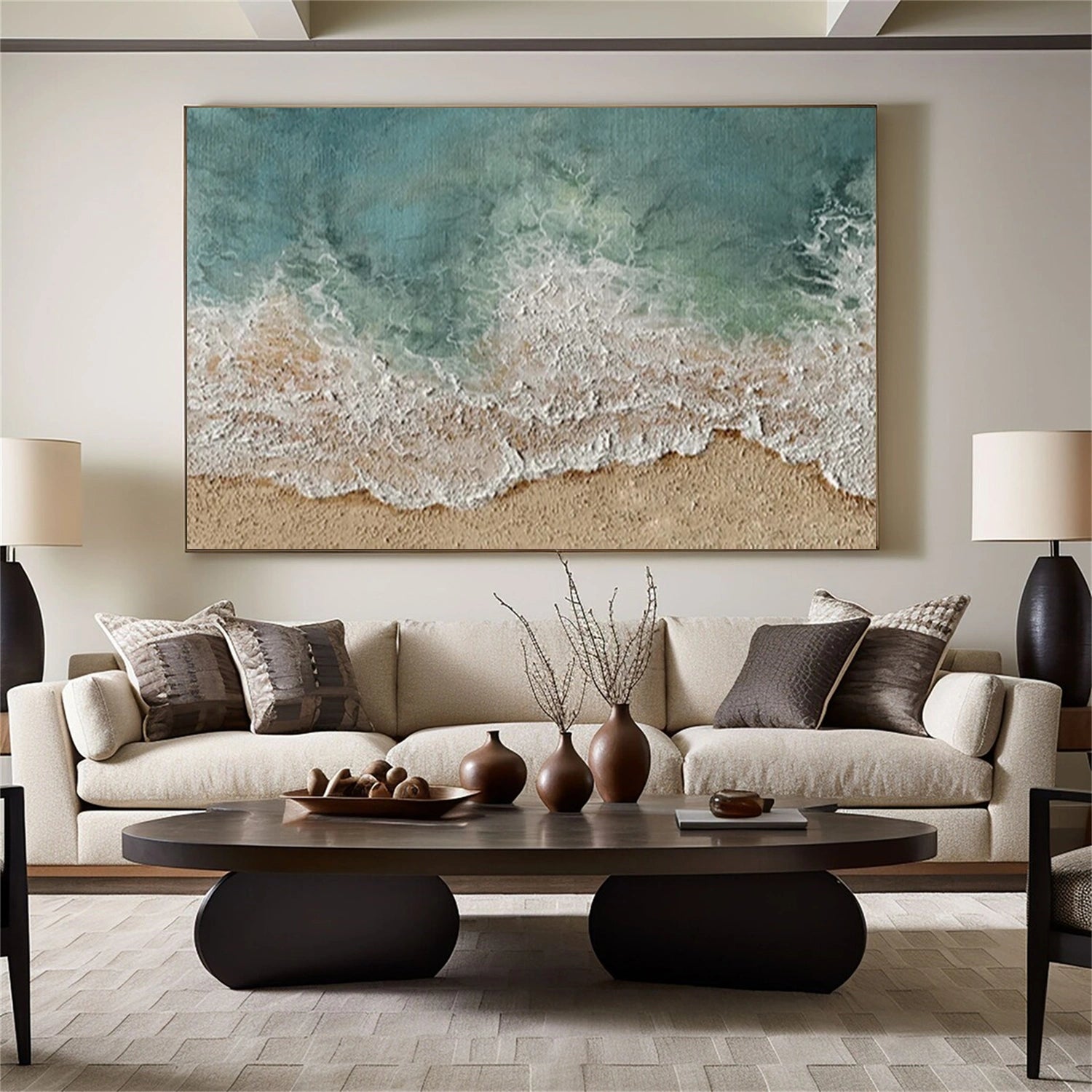 Tactile Ocean Abstract Painting | Textured Coastal Wall Art for Home #JJ 138
