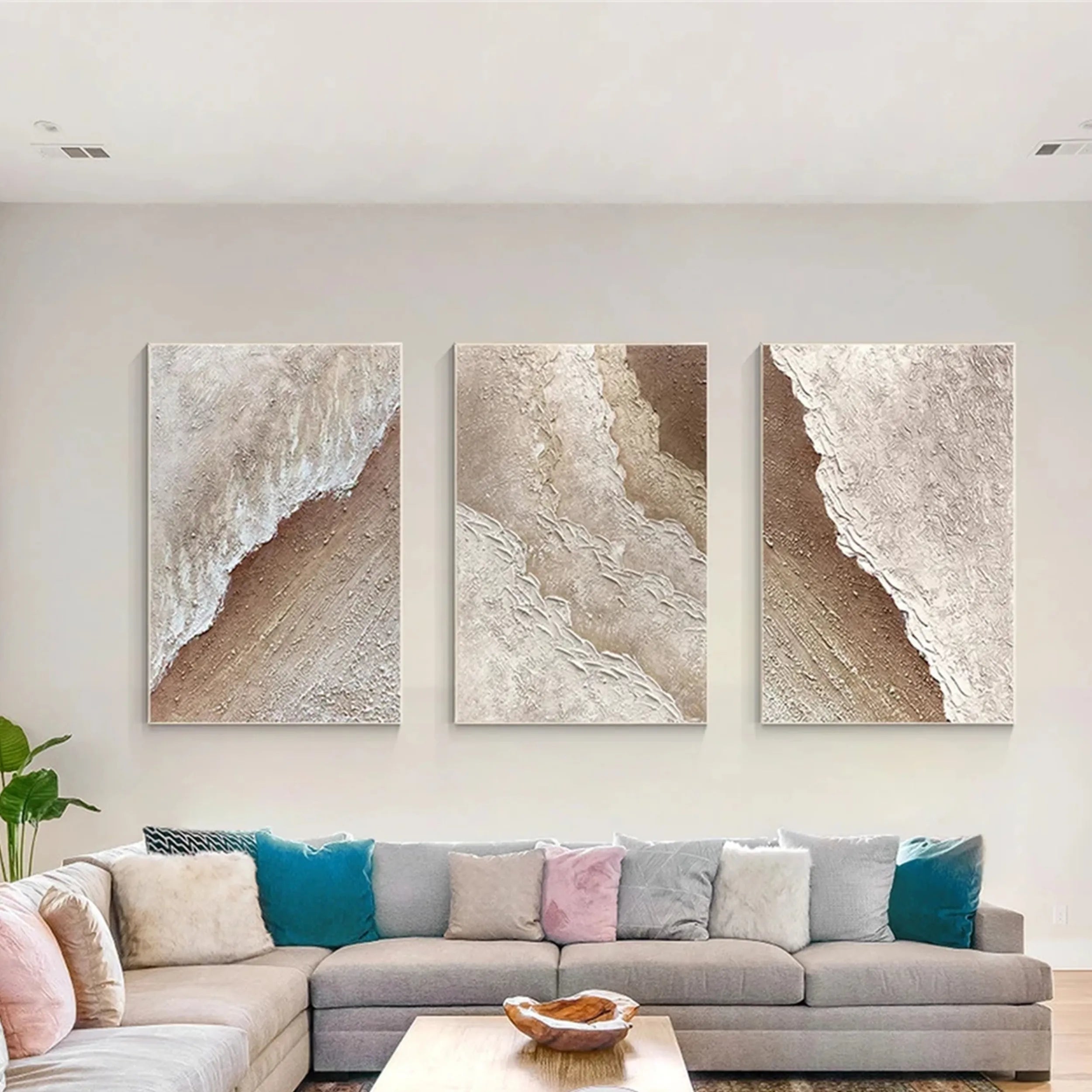 3 piece Beige Modern Wall Art for Living Room #JJ 211
