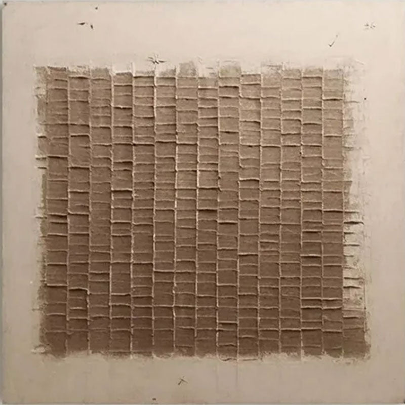 Textured Brown Block Pattern Art | Square 3D Abstract Painting #JJ 082