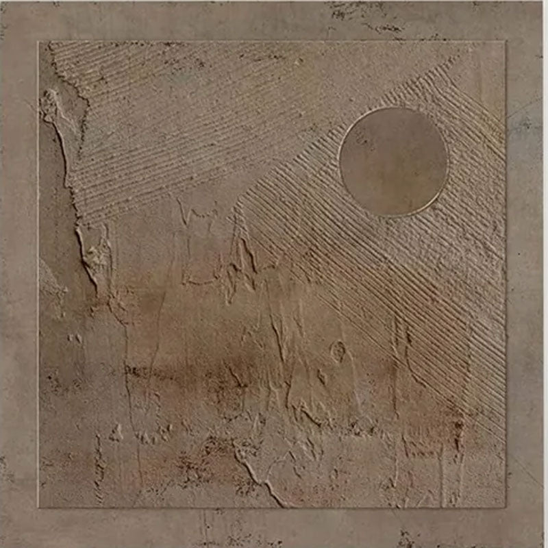 Wabi-Sabi Abstract Oil Painting - Textured Monochromatic Circle Art #JJ 012