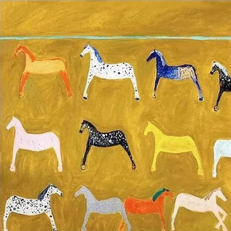 Abstract Horse Wall Art - Colorful Horse Painting on Canvas #JJ 426