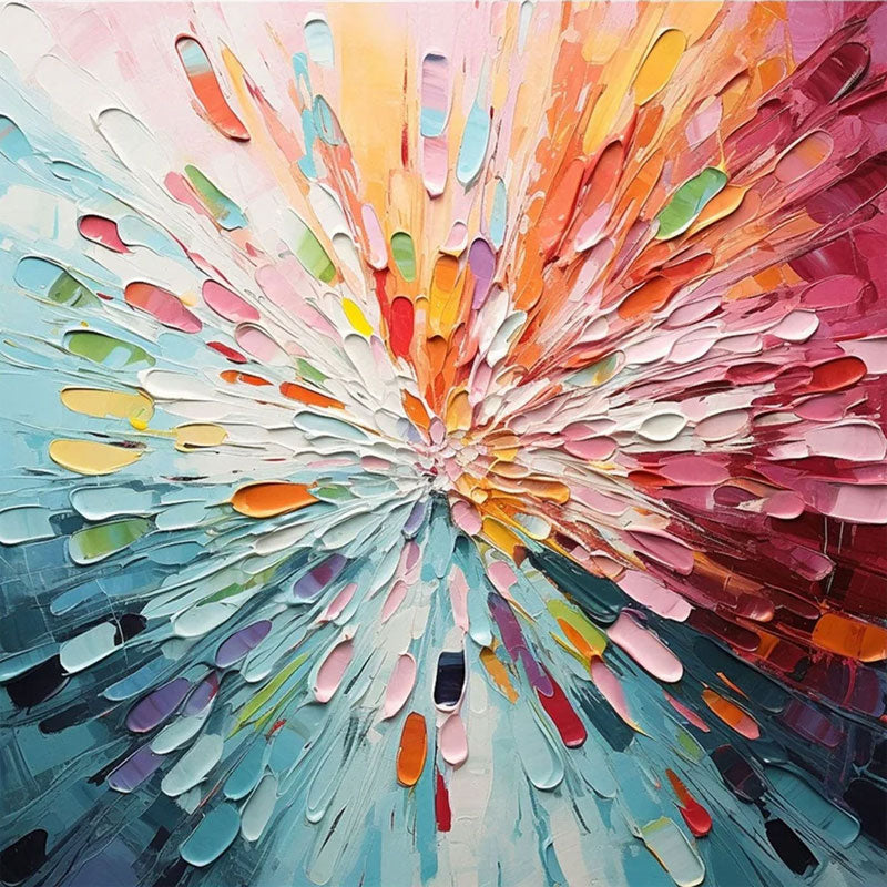 Colorful Abstract Textured Flower Oil Painting | Radiant Bloom Wall Art #TC 166