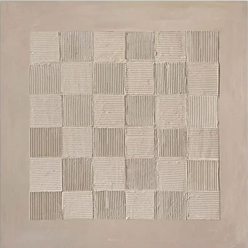Textured Beige Abstract - Regular Grid Minimalist Living Room Art #JJ 016