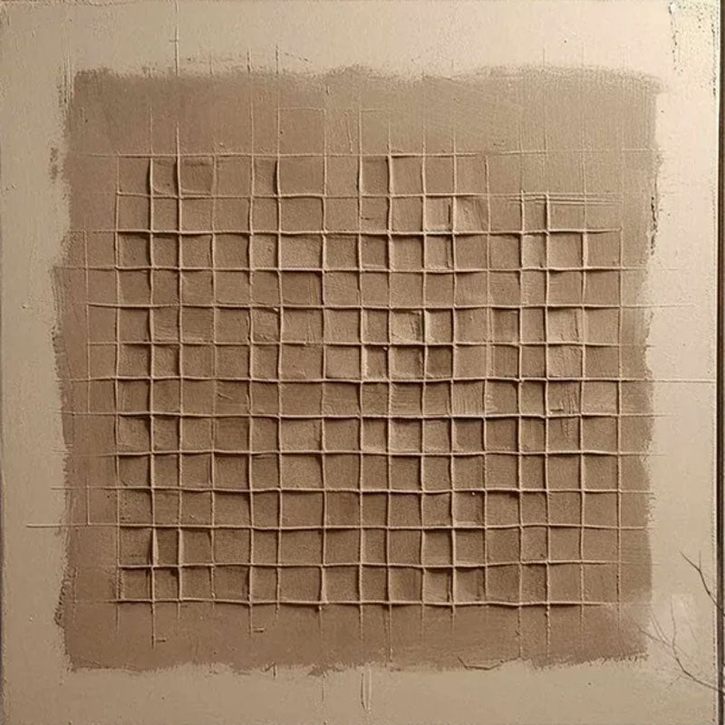 Modern Abstract Textured Beige Canvas Art – Handcrafted Oil Painting #JJ 005