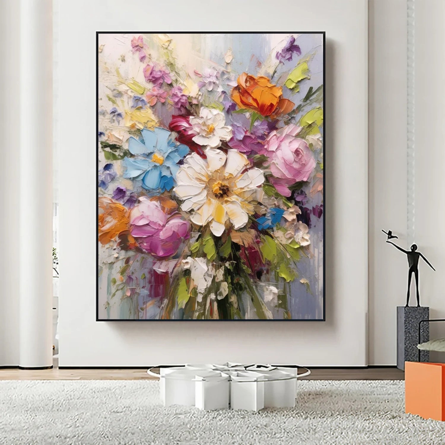 Entryway Wall Decor Colorful Flowers | Vibrant Bouquet Art #JJ 309