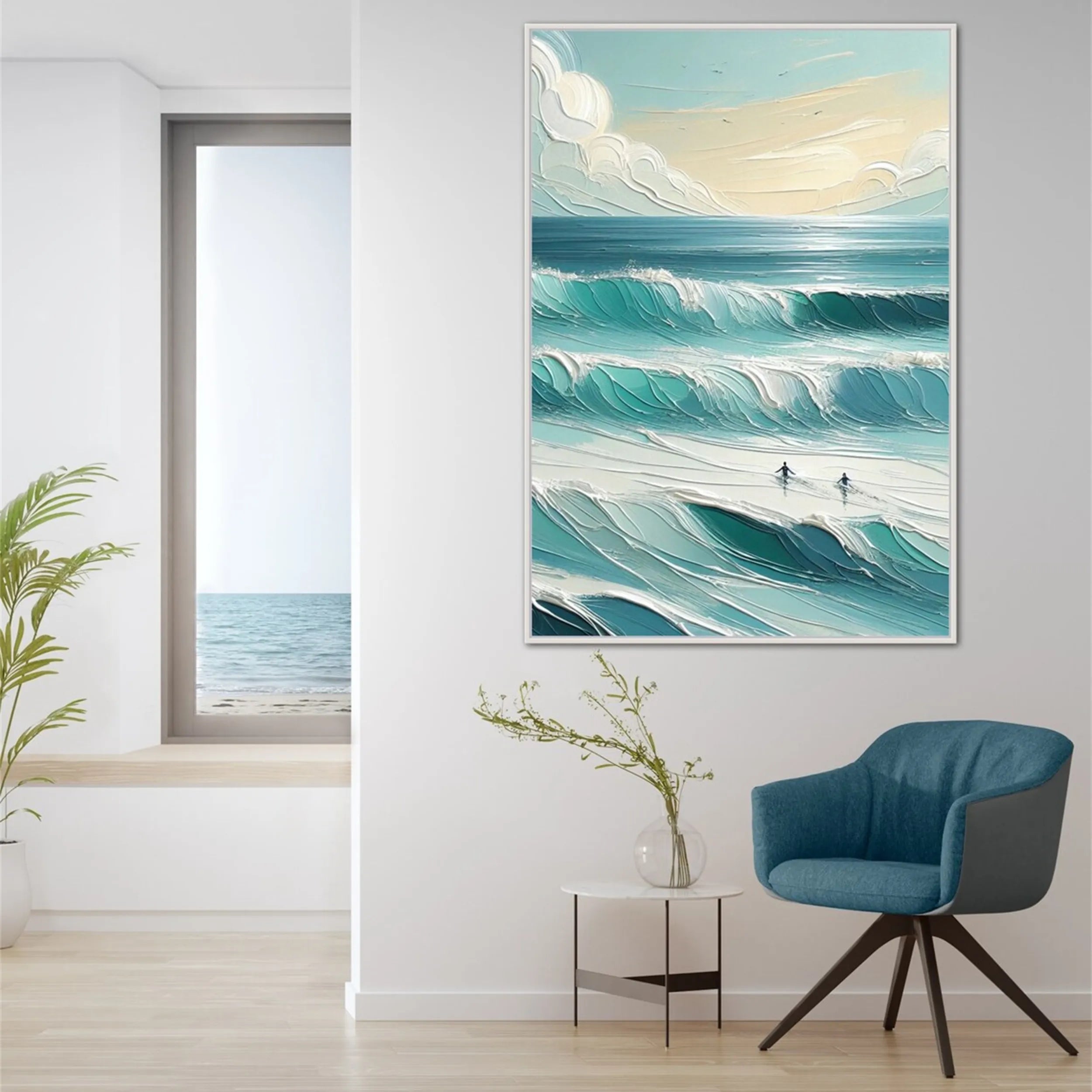Surfer's Horizon – Abstract Ocean Wall Art #JJ 144