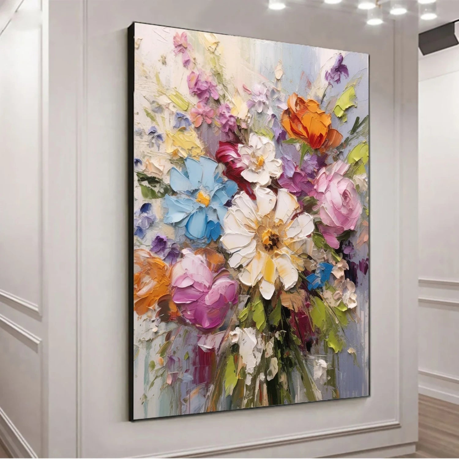 Entryway Wall Decor Colorful Flowers | Vibrant Bouquet Art #JJ 309