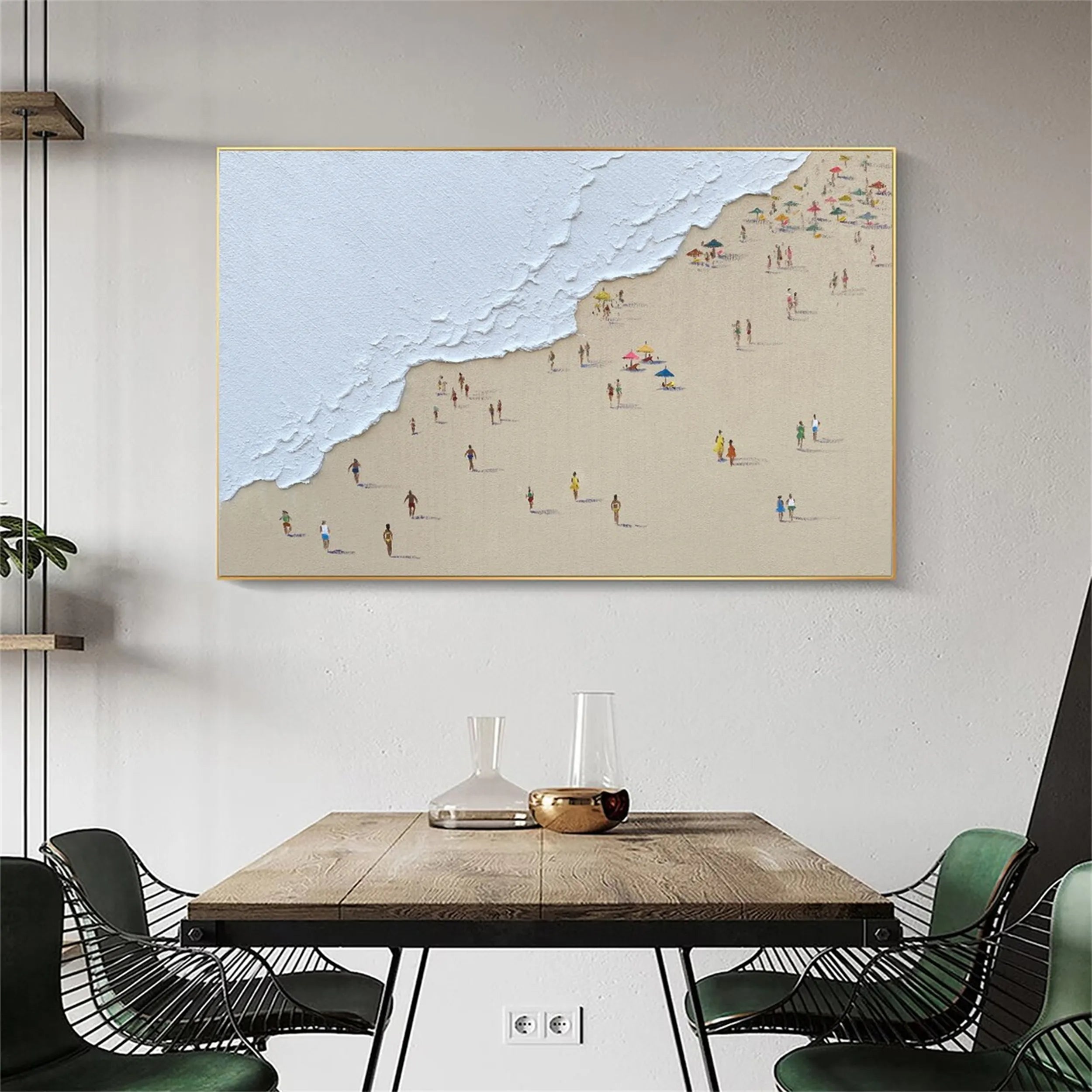 Textured Coastal People – Abstract Beach Vibe Wall Painting #JJ 235