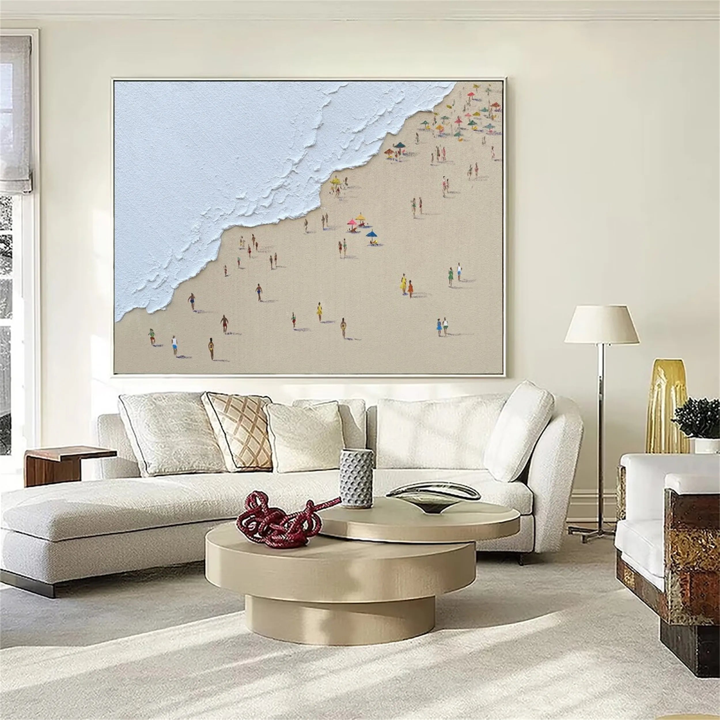 Textured Coastal People – Abstract Beach Vibe Wall Painting #JJ 235
