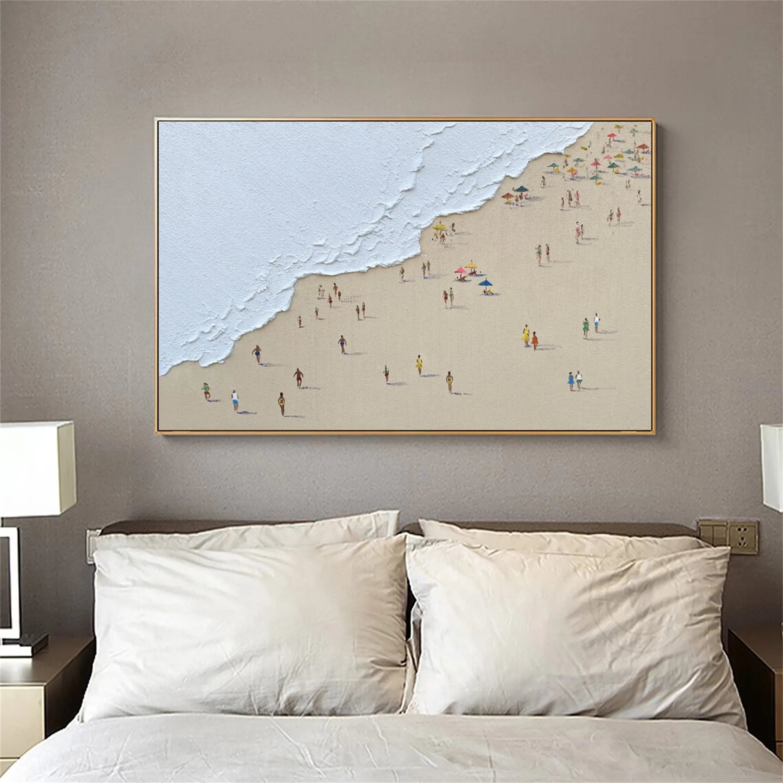 Textured Coastal People – Abstract Beach Vibe Wall Painting #JJ 235