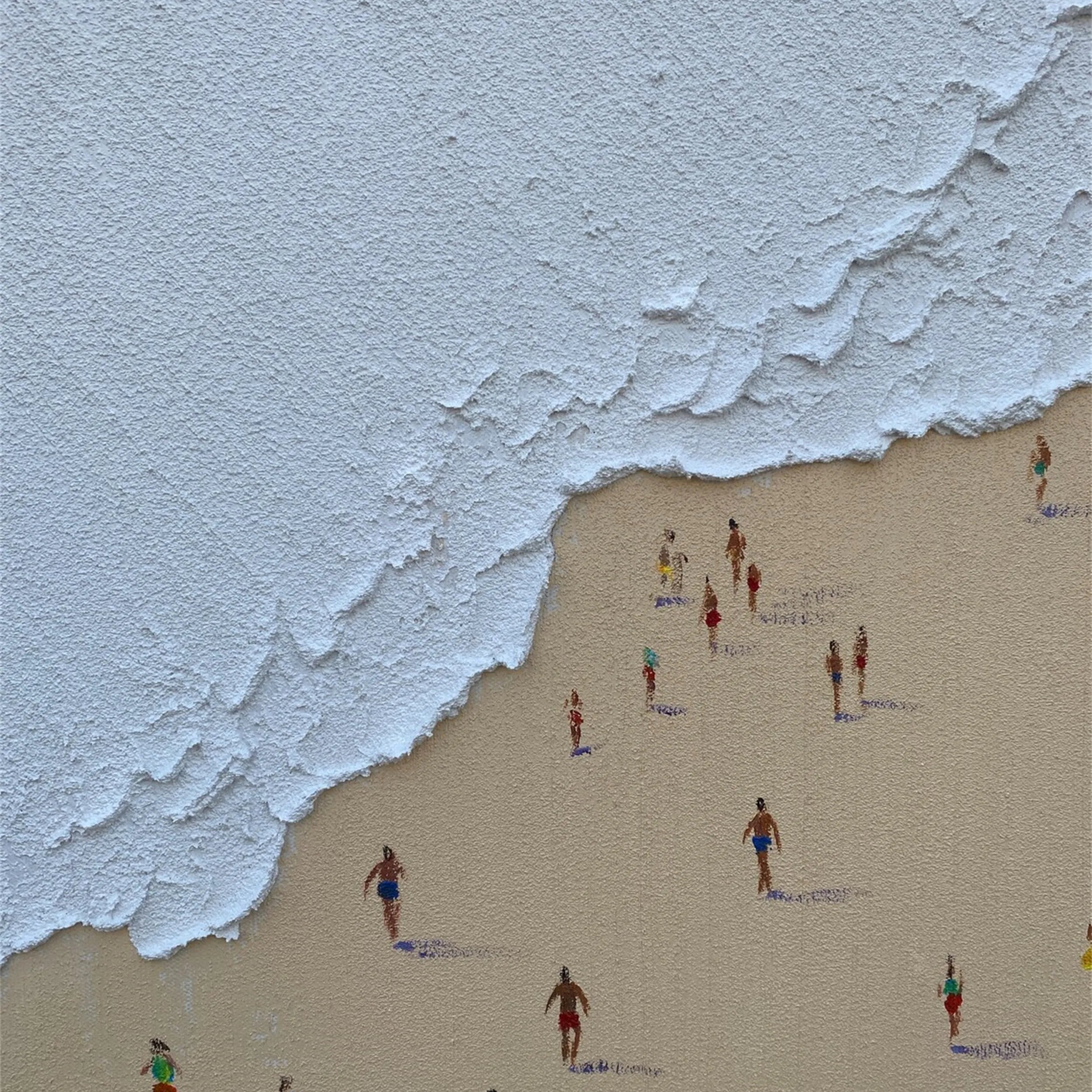 Textured Coastal People – Abstract Beach Vibe Wall Painting #JJ 235