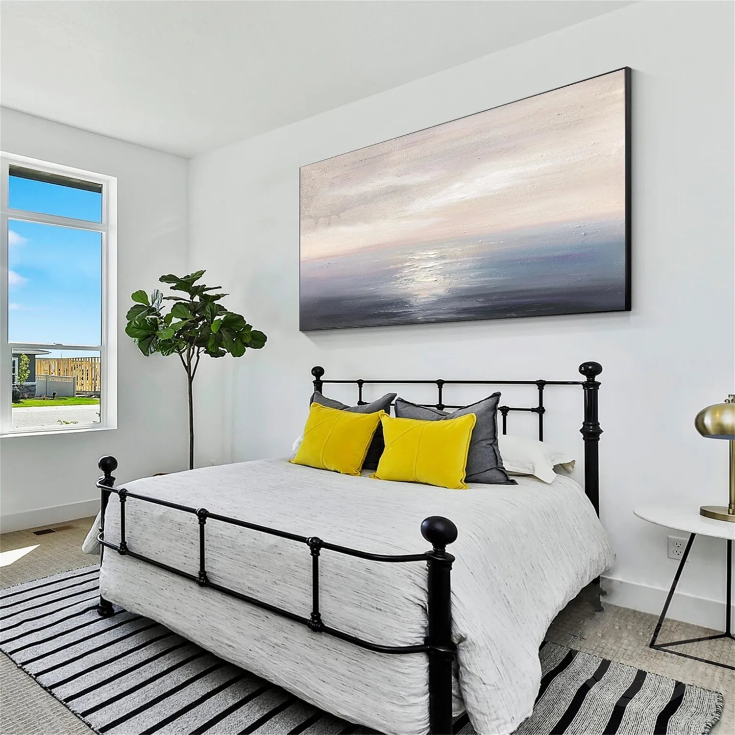 Large Minimalist Ocean Canvas: Serene Seascape Art for Home Decor #ZZ 043