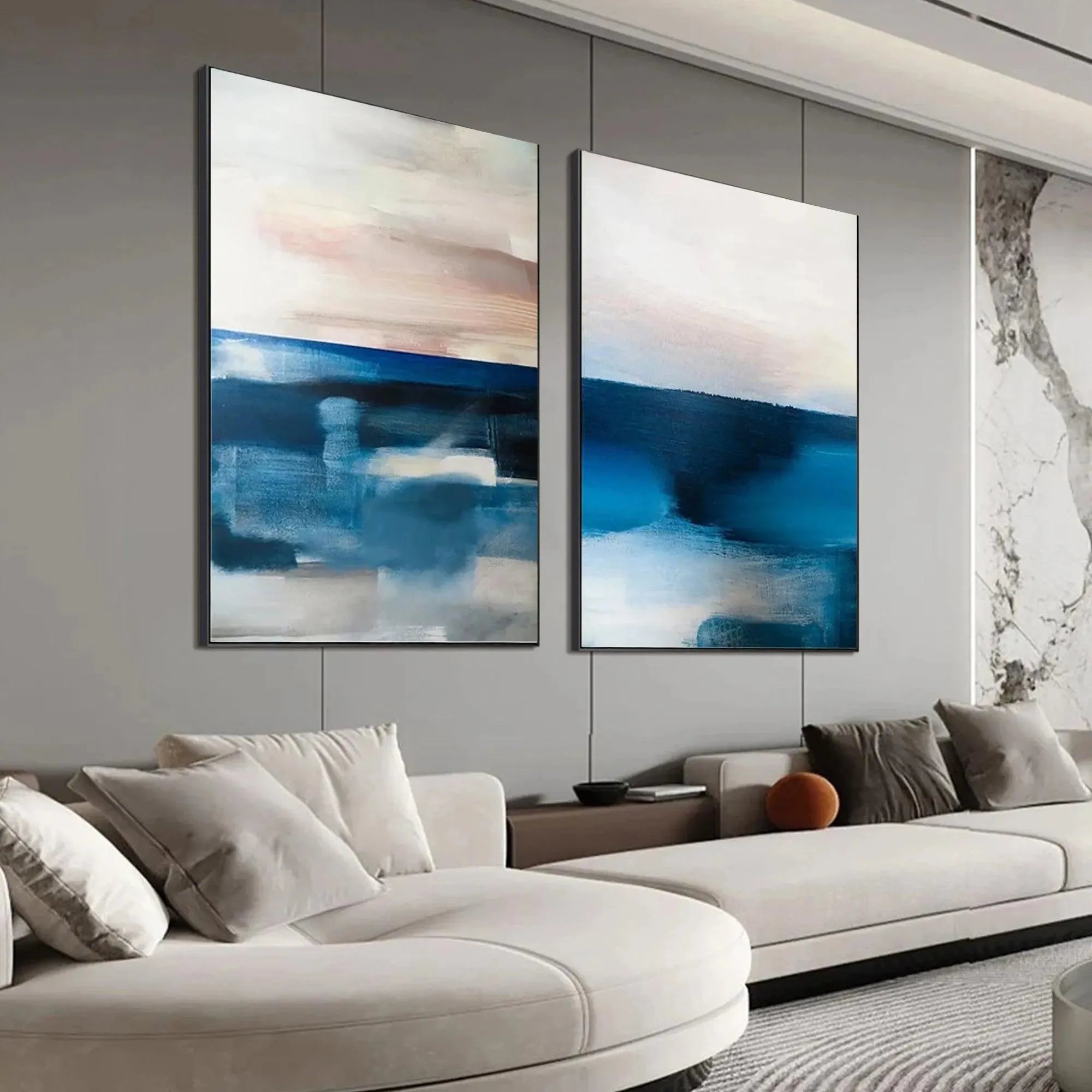 Blue Abstract Seascape Set | Modern Ocean Paintings #AA 294
