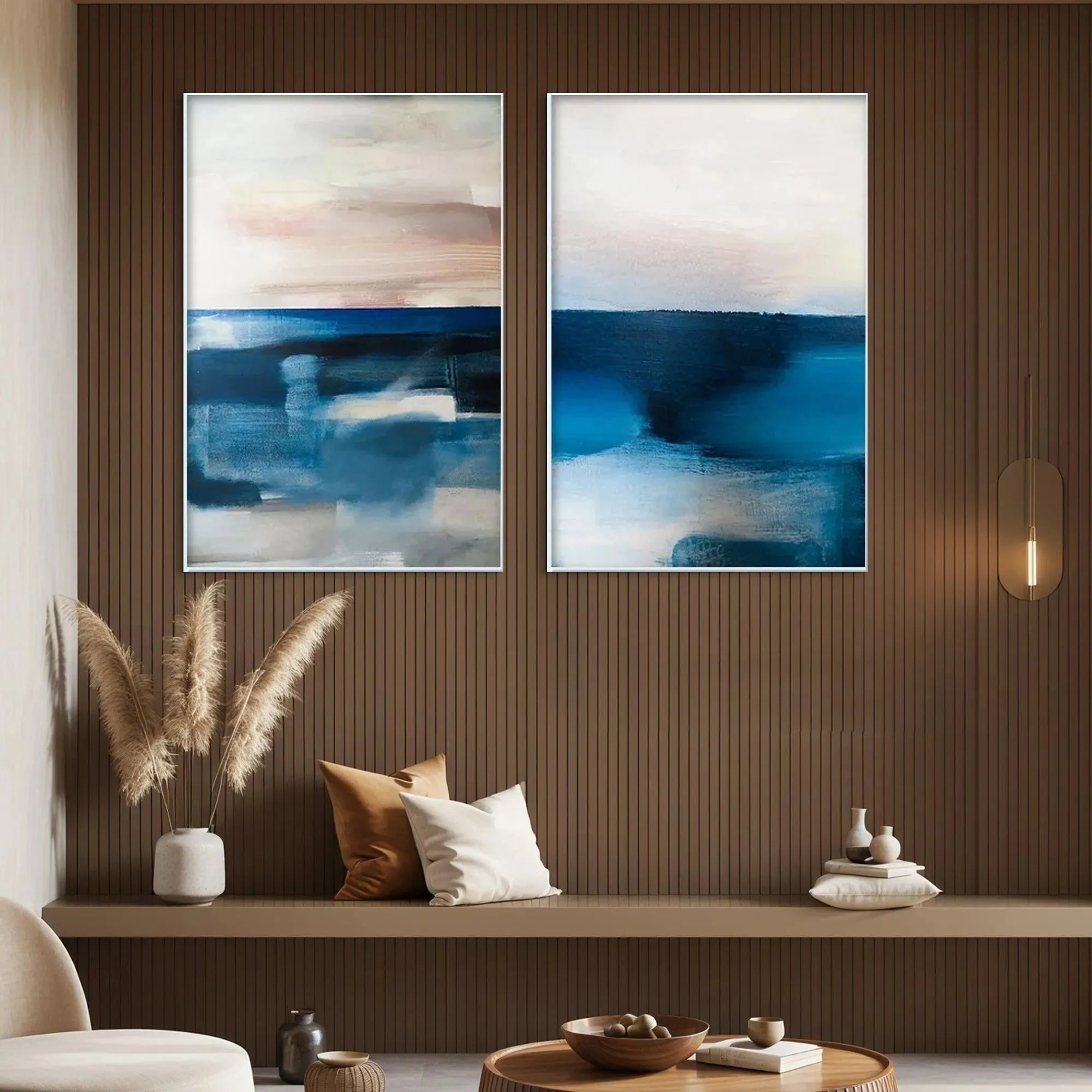 Blue Abstract Seascape Set | Modern Ocean Paintings #AA 294