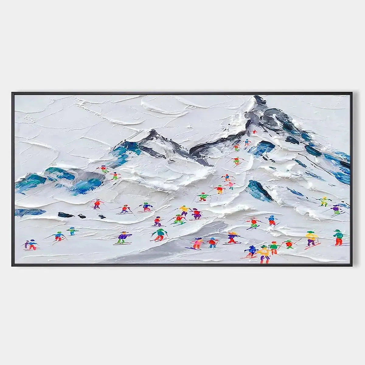 Colorful Ski Resort Painting | Vibrant Winter Sports Wall Art #AA 217