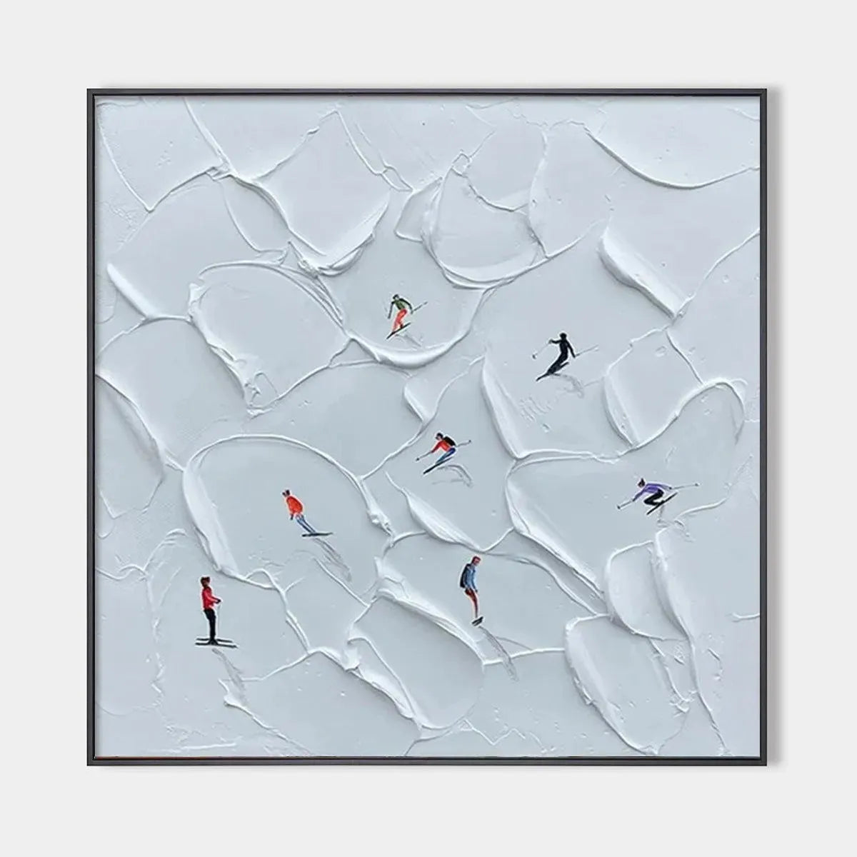 Colorful Skiers on White Snow | 3D Textured Painting #AA 221
