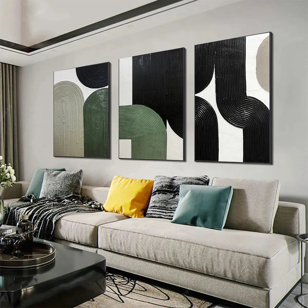 Textured 3D Abstract Triptych | Set of 3 Wall Art #AA 188