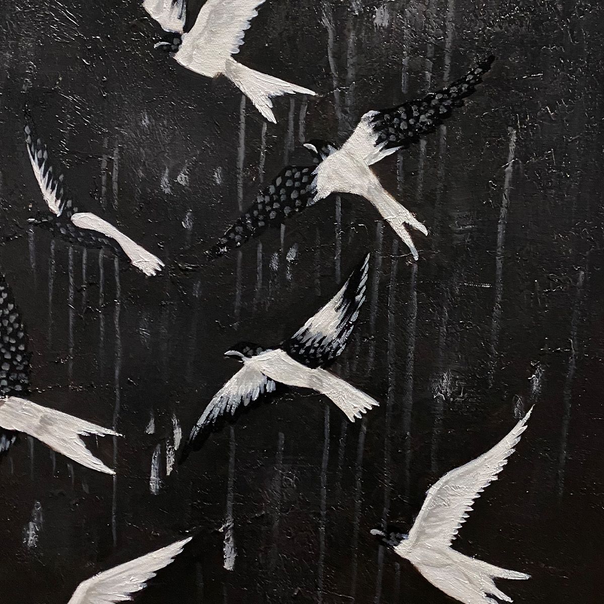 Modern Flying Birds Wall Art | Black & White Canvas #ZZ 235