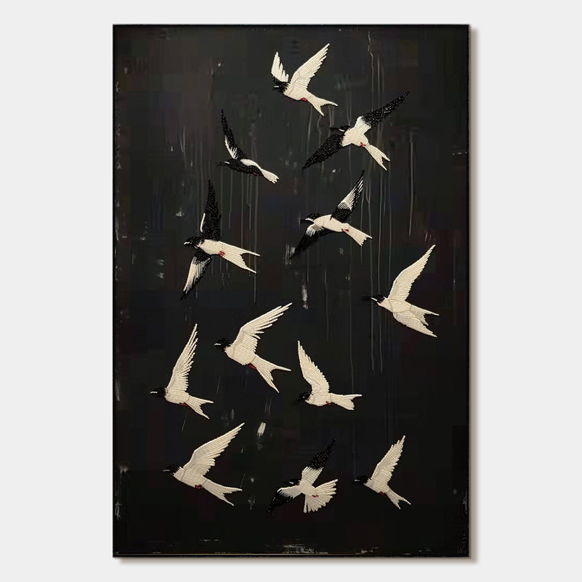 Modern Flying Birds Wall Art | Black & White Canvas #ZZ 235