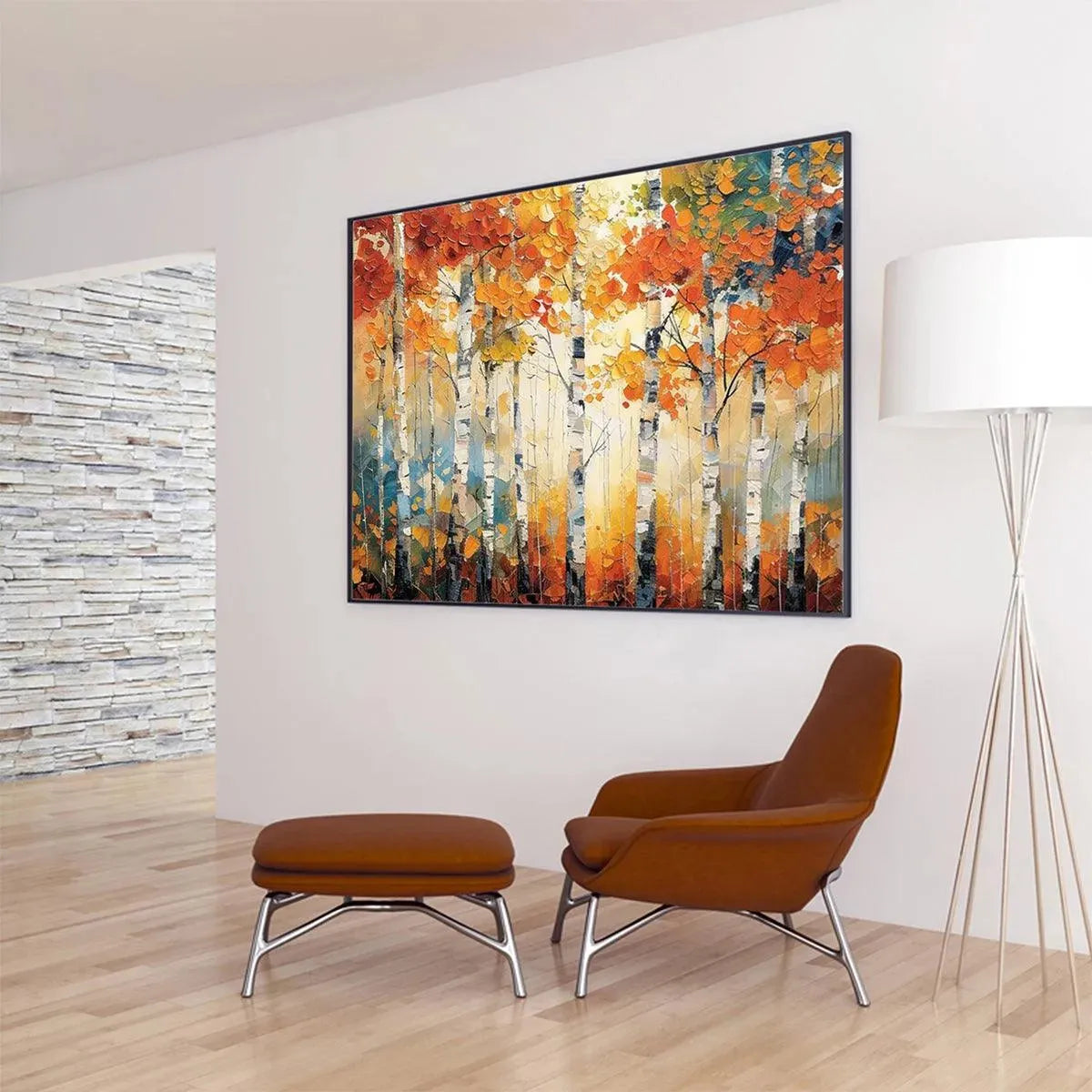 Textured Impasto Birch Tree Painting | Palette Knife Wall Art #TC 245