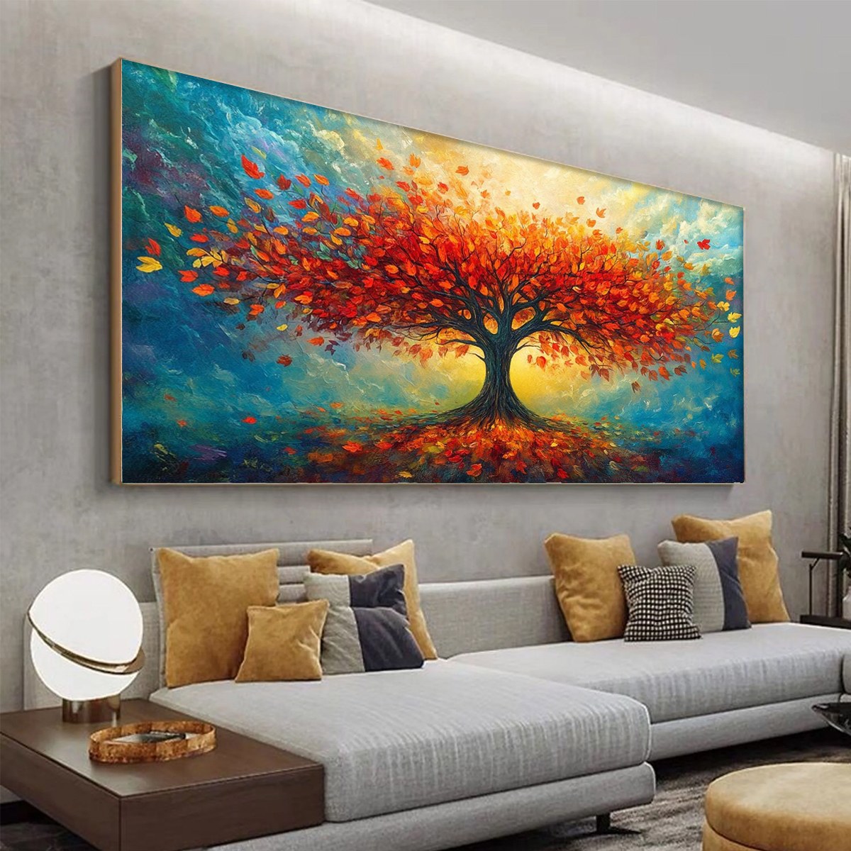 Hand-Painted Colorful Tree Art | Large Abstract Canvas #AA 282