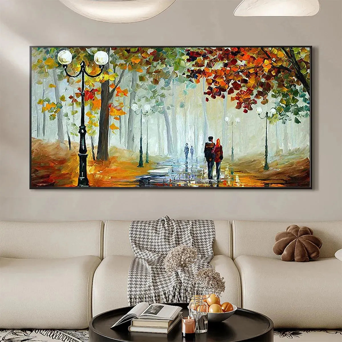 Textured Impasto Art | Couple in a Colorful Autumn Park Scene #TC 254