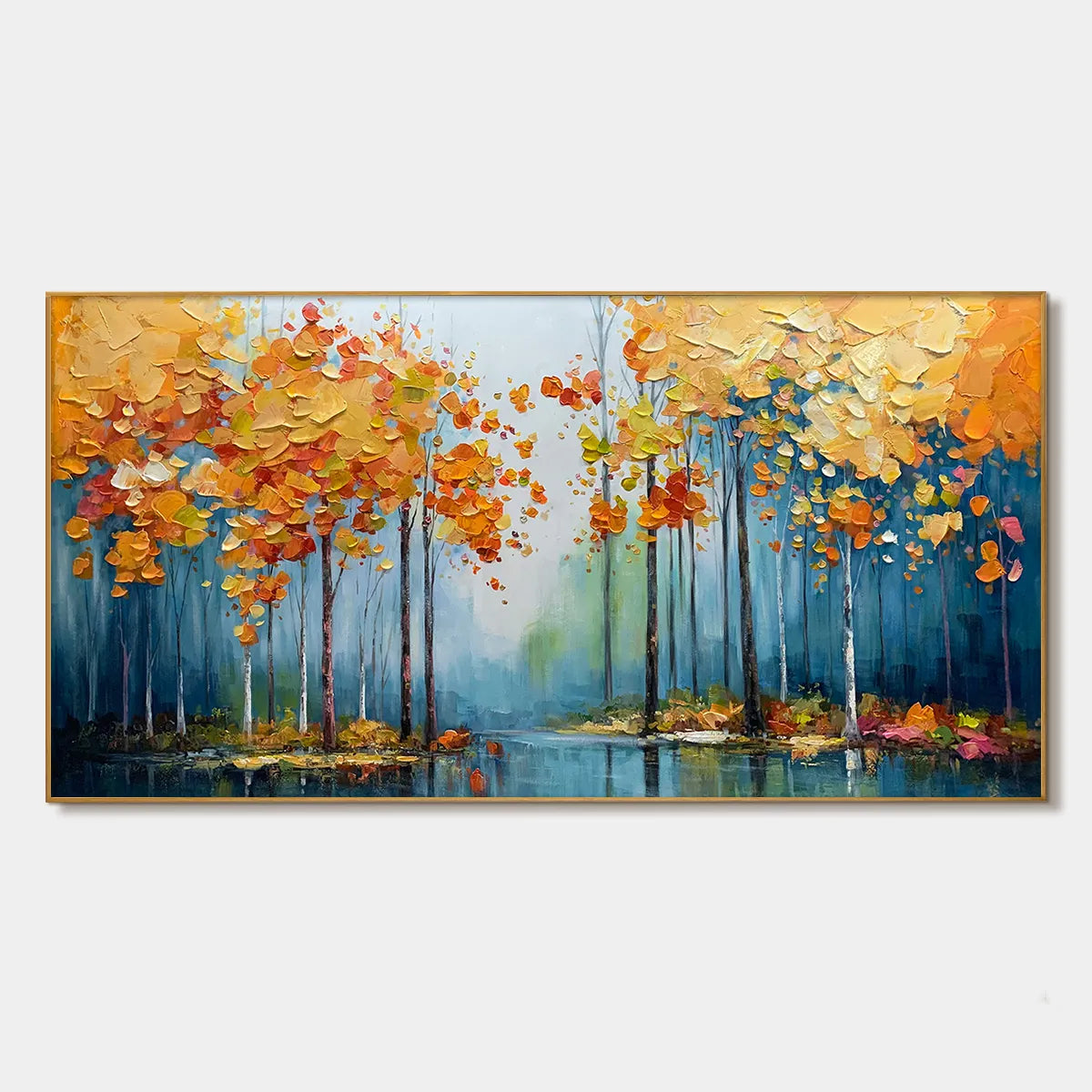 Textured Autumn Forest Oil Painting | Abstract Landscape Wall Art #TC 258
