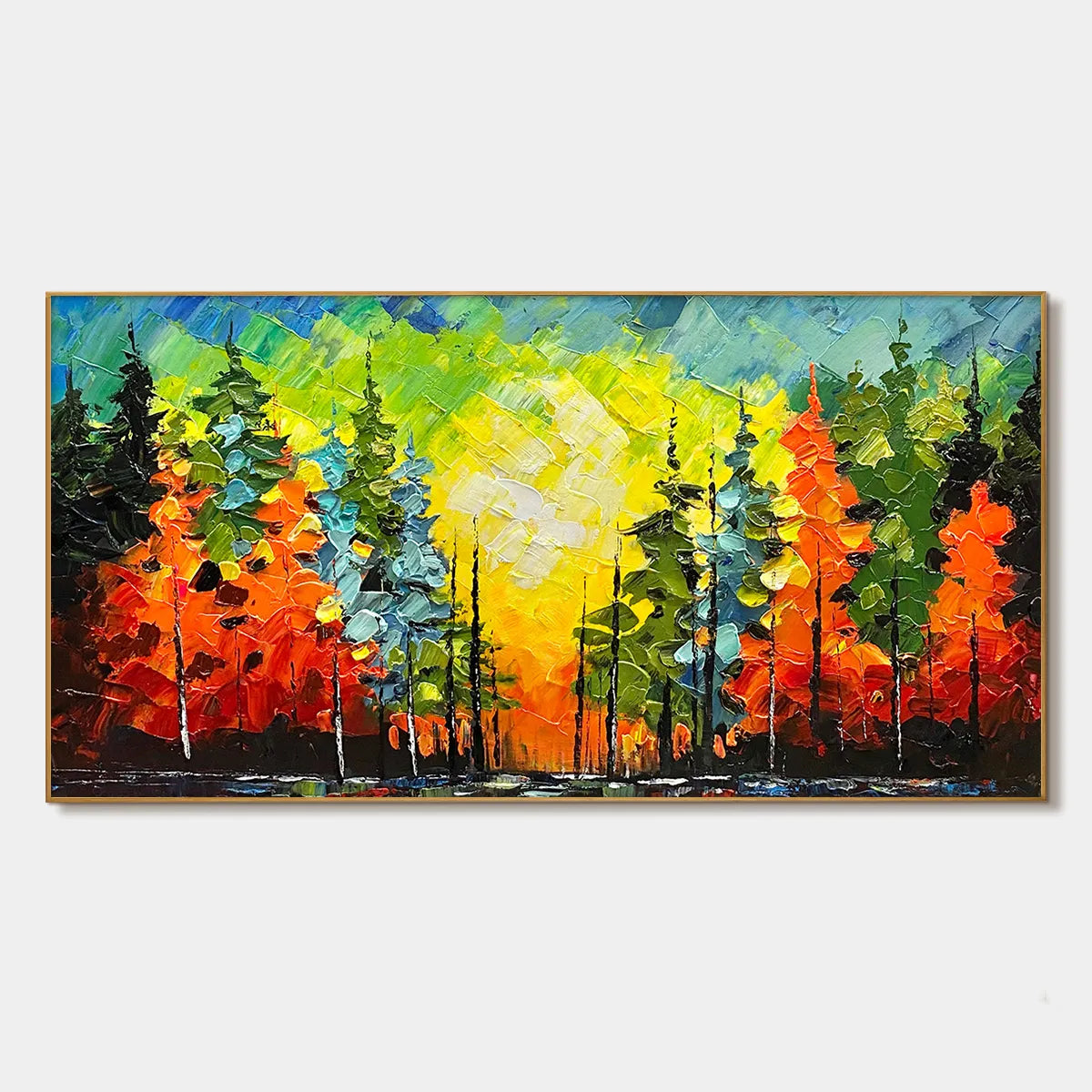 Colorful Impasto Forest Painting | Heavy Texture Palette Knife Art #TC 261