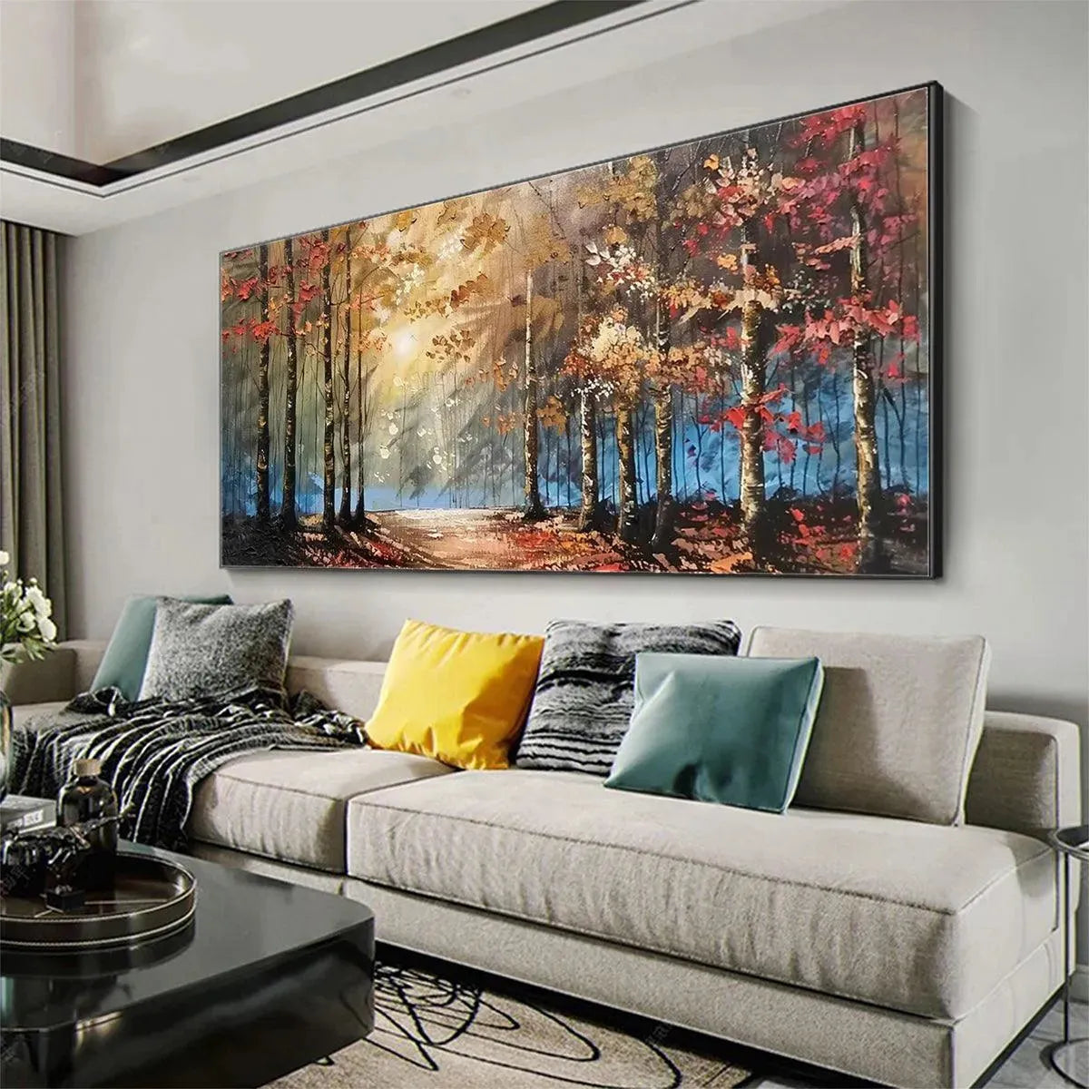 Hand-Painted Forest Path Canvas Art | Modern Decor #TC 262