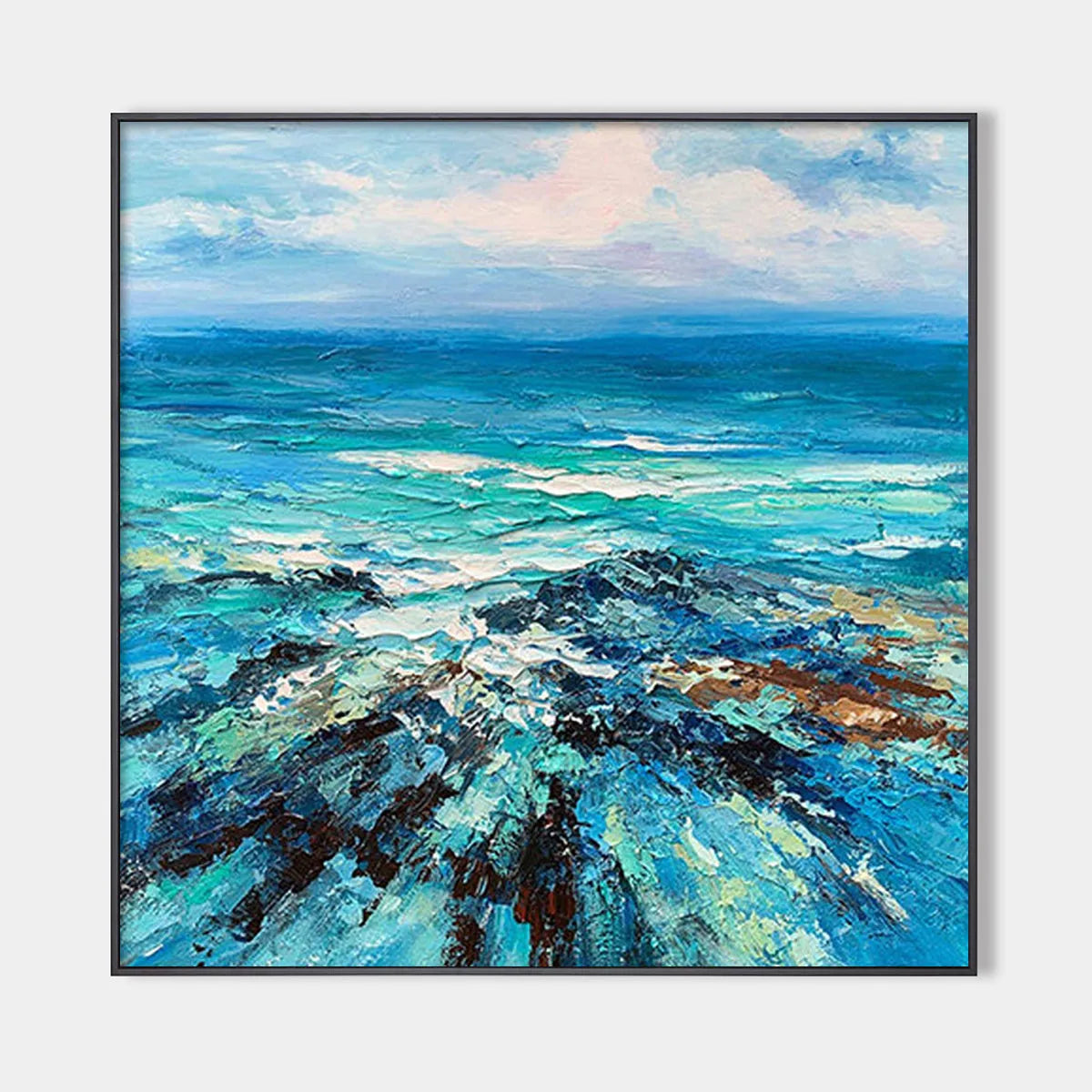 Textured Seascape Art | Original Ocean Painting in Blues #ZZ 253