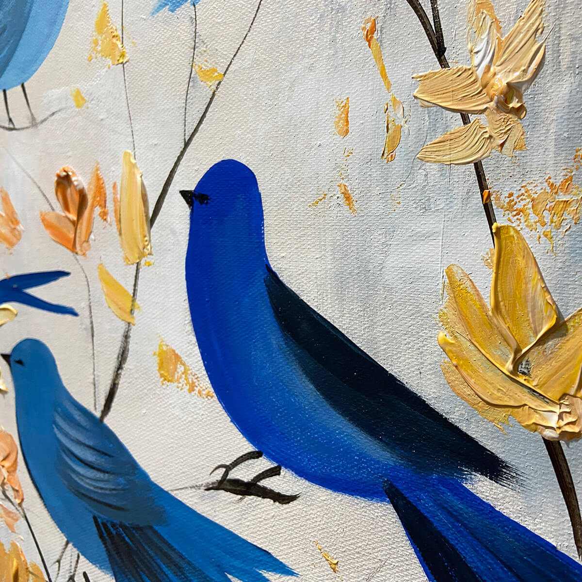 Panoramic Bird Painting | Large Modern Nature Wall Art #ZZ 243