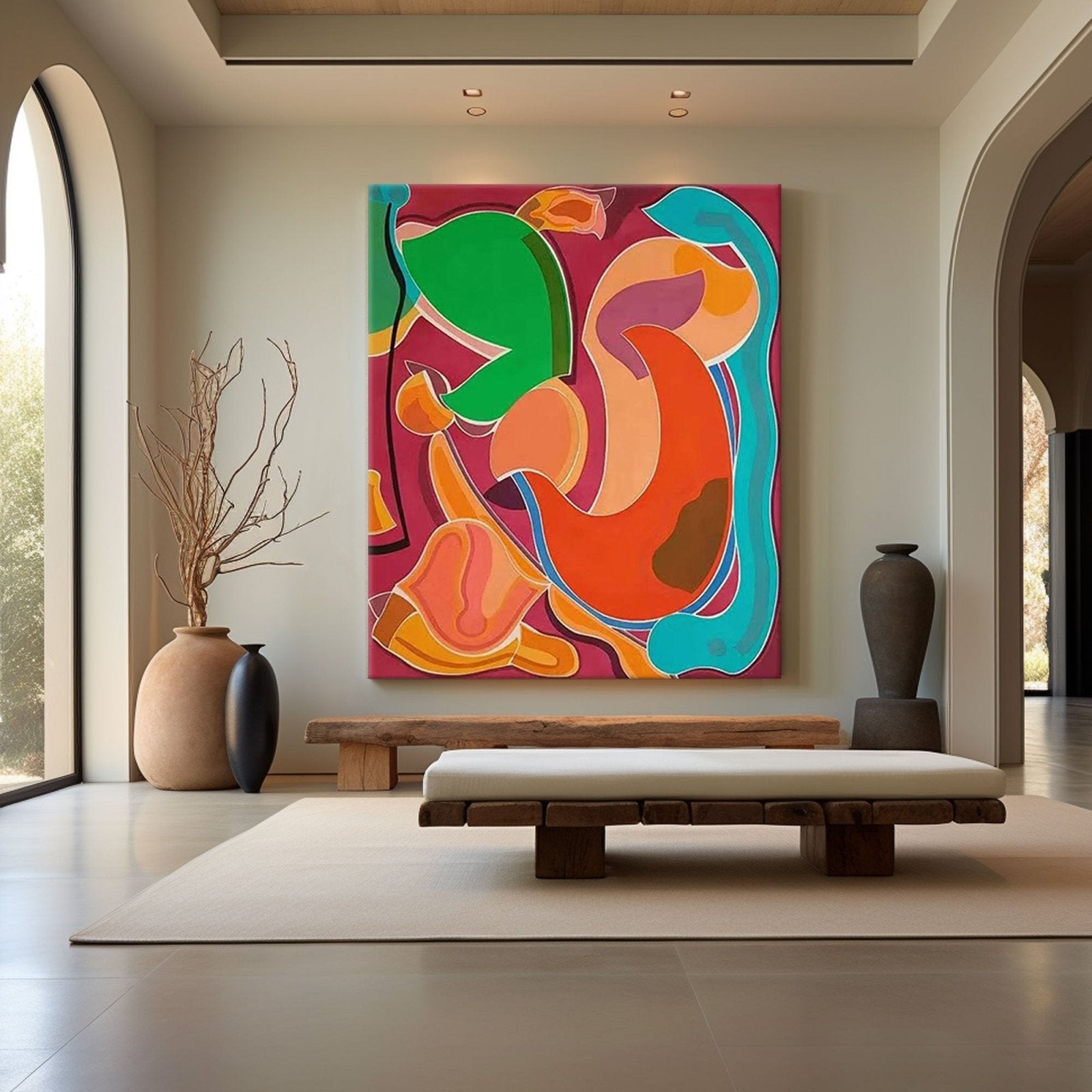Large Colorful Abstract Oil Painting on Canvas|Modern Abstract Wall Art for Living Room #TC 197