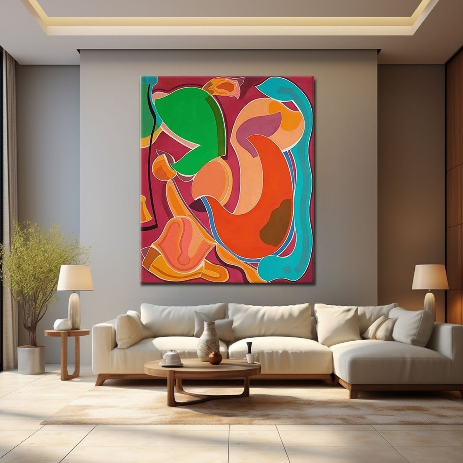 Large Colorful Abstract Oil Painting on Canvas|Modern Abstract Wall Art for Living Room #TC 197