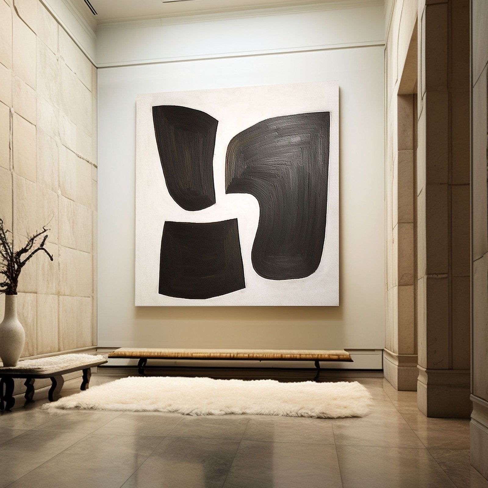 Large Abstract Black & White Canvas Art | Modern Wall Decor #TC 200