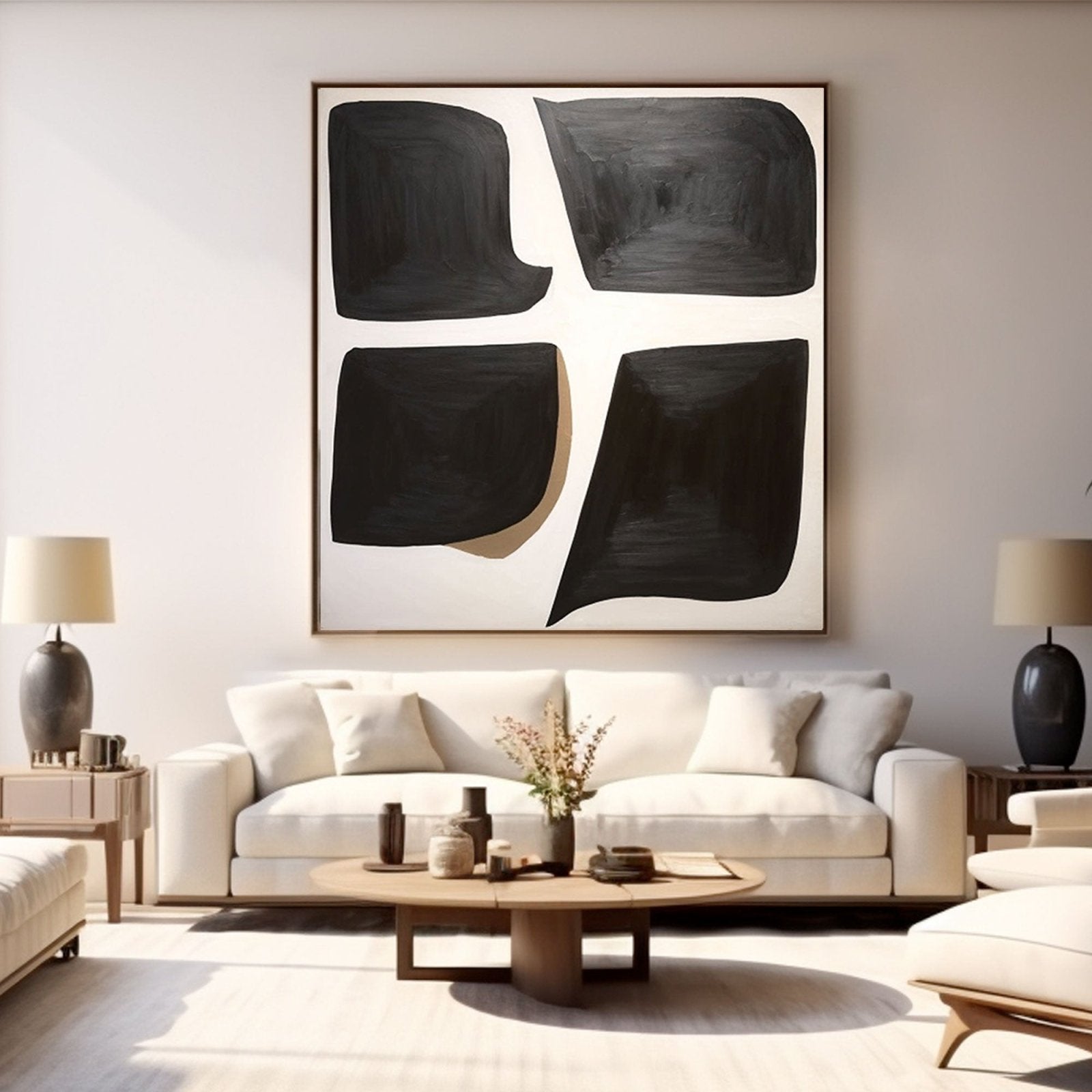 Large Abstract Black White Oil Painting for Modern Decorr #TC 202