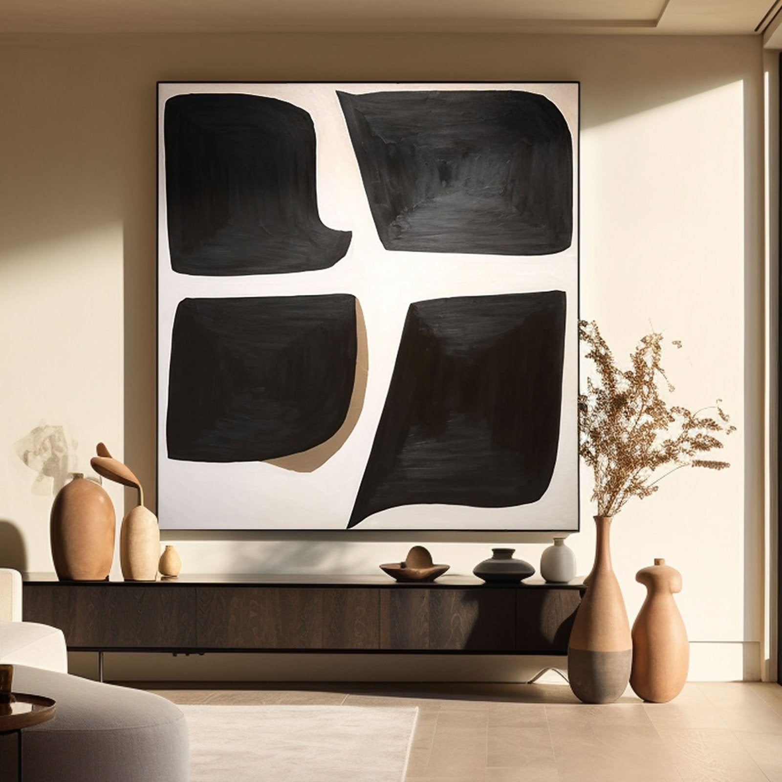 Large Abstract Black White Oil Painting for Modern Decorr #TC 202