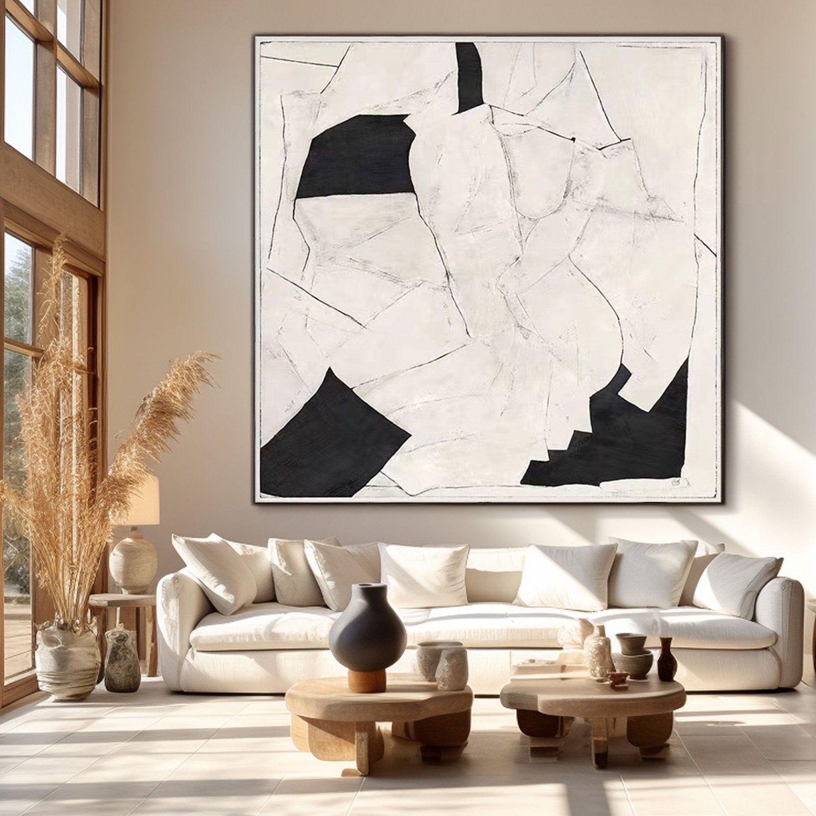 Geometric Abstract Art Painting - Monochrome #TC 154