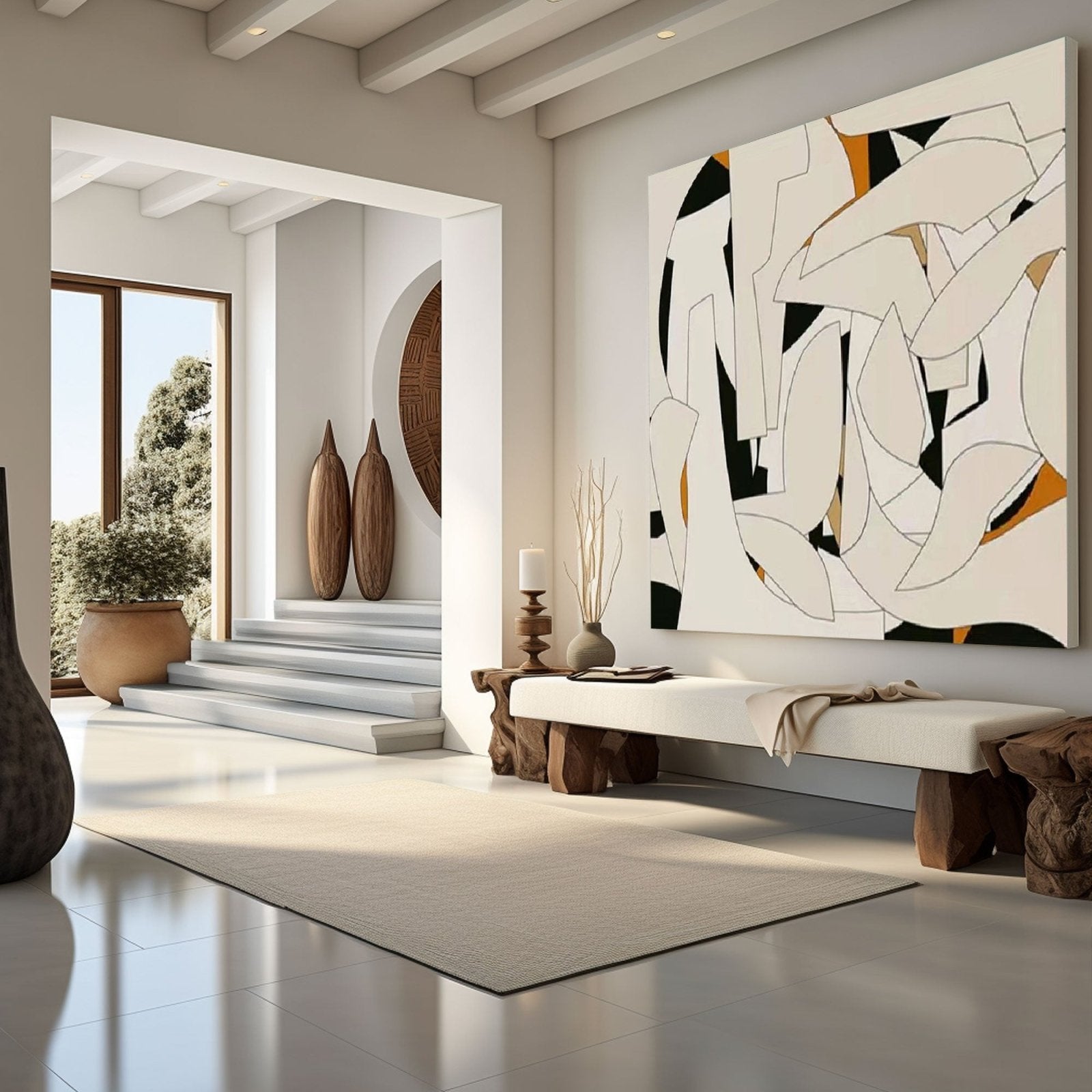 Hand-Painted Abstract Art - Geometric Shapes Decor #TC 205