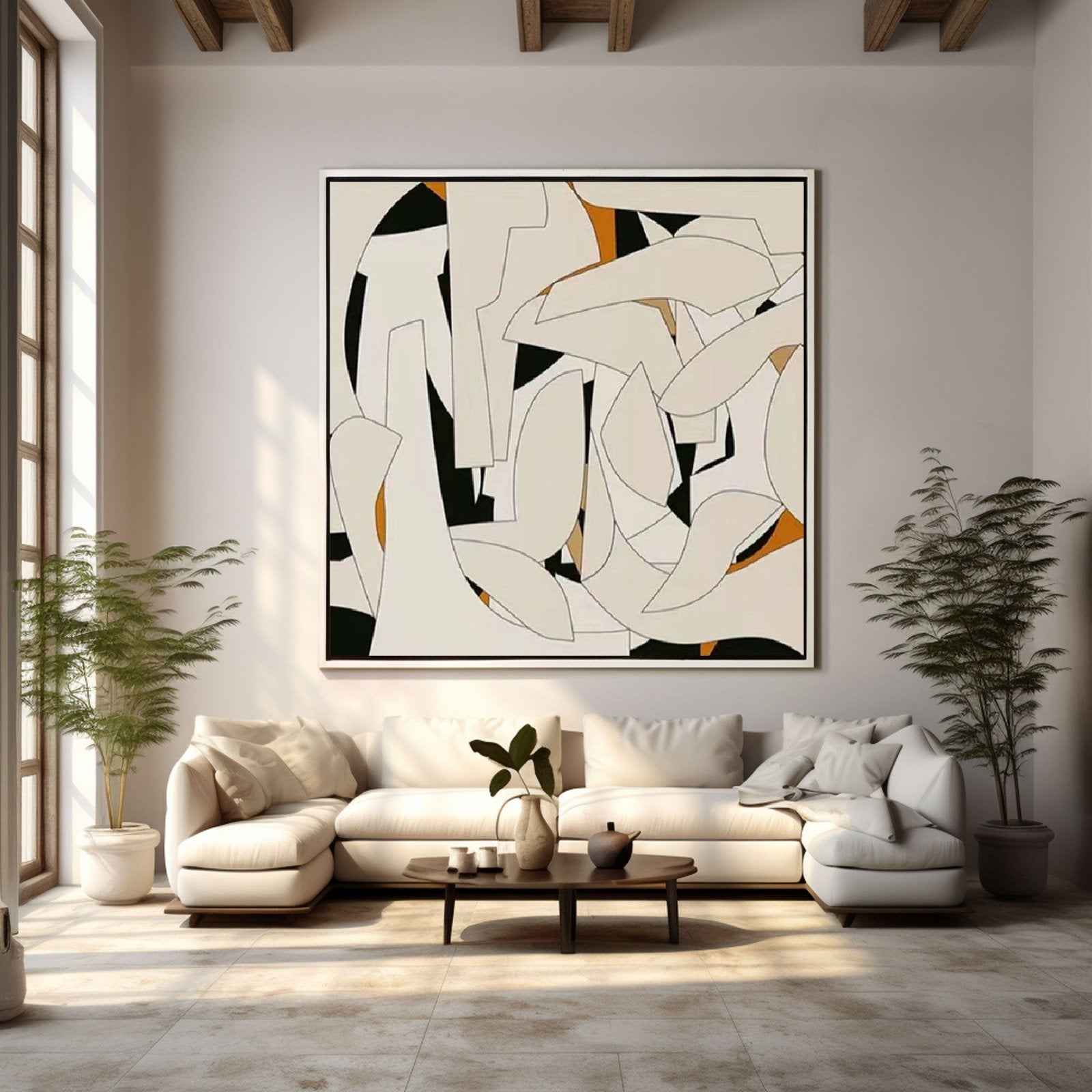 Hand-Painted Abstract Art - Geometric Shapes Decor #TC 205