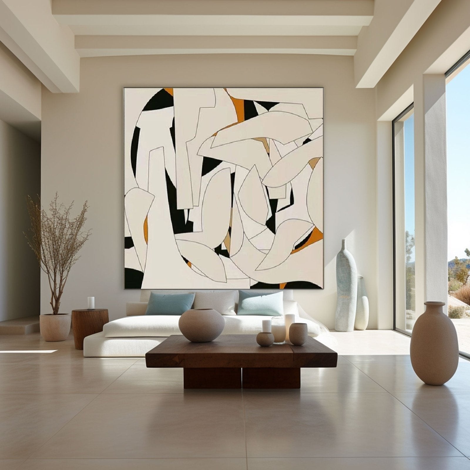 Hand-Painted Abstract Art - Geometric Shapes Decor #TC 205