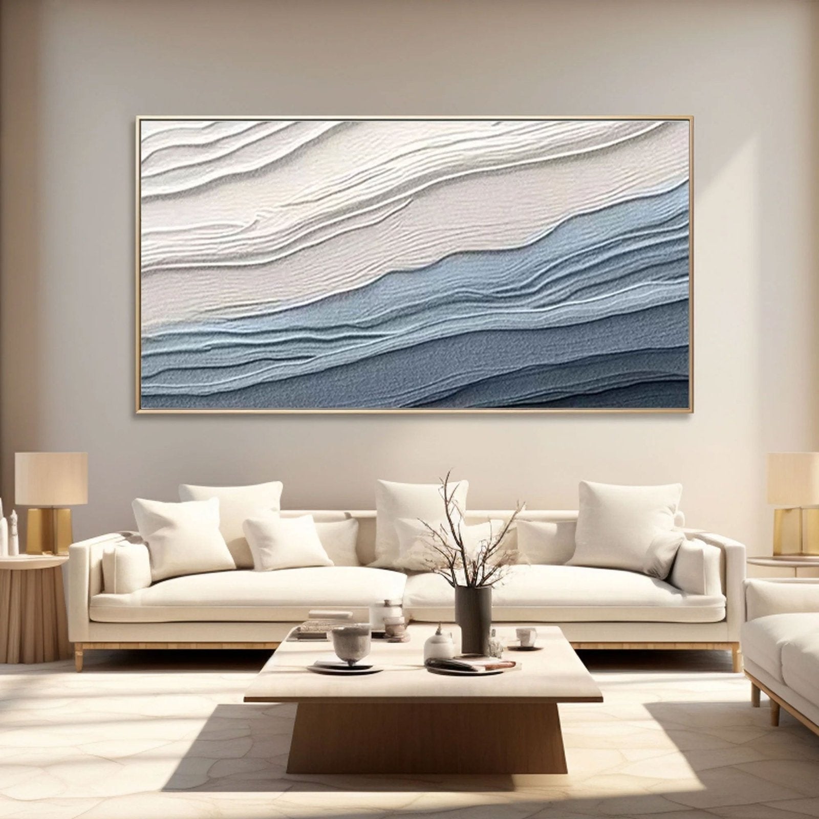 Textured Ocean Waves - Blue & White Wall Painting #TC 161