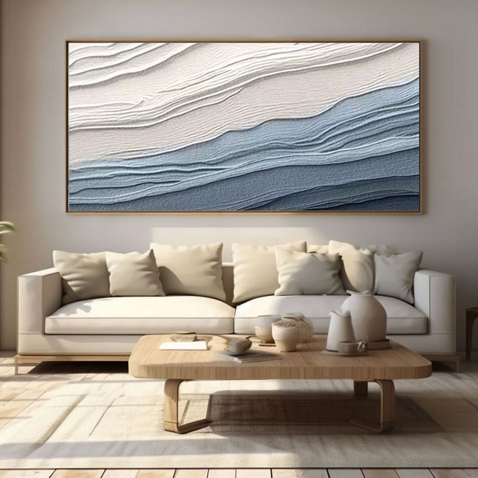 Textured Ocean Waves - Blue & White Wall Painting #TC 161