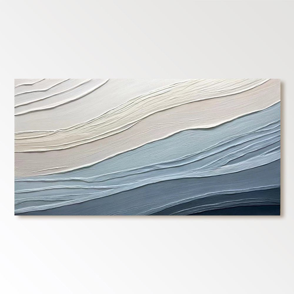 Textured Ocean Waves - Blue & White Wall Painting #TC 161