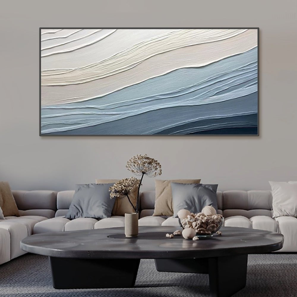 Textured Ocean Waves - Blue & White Wall Painting #TC 161