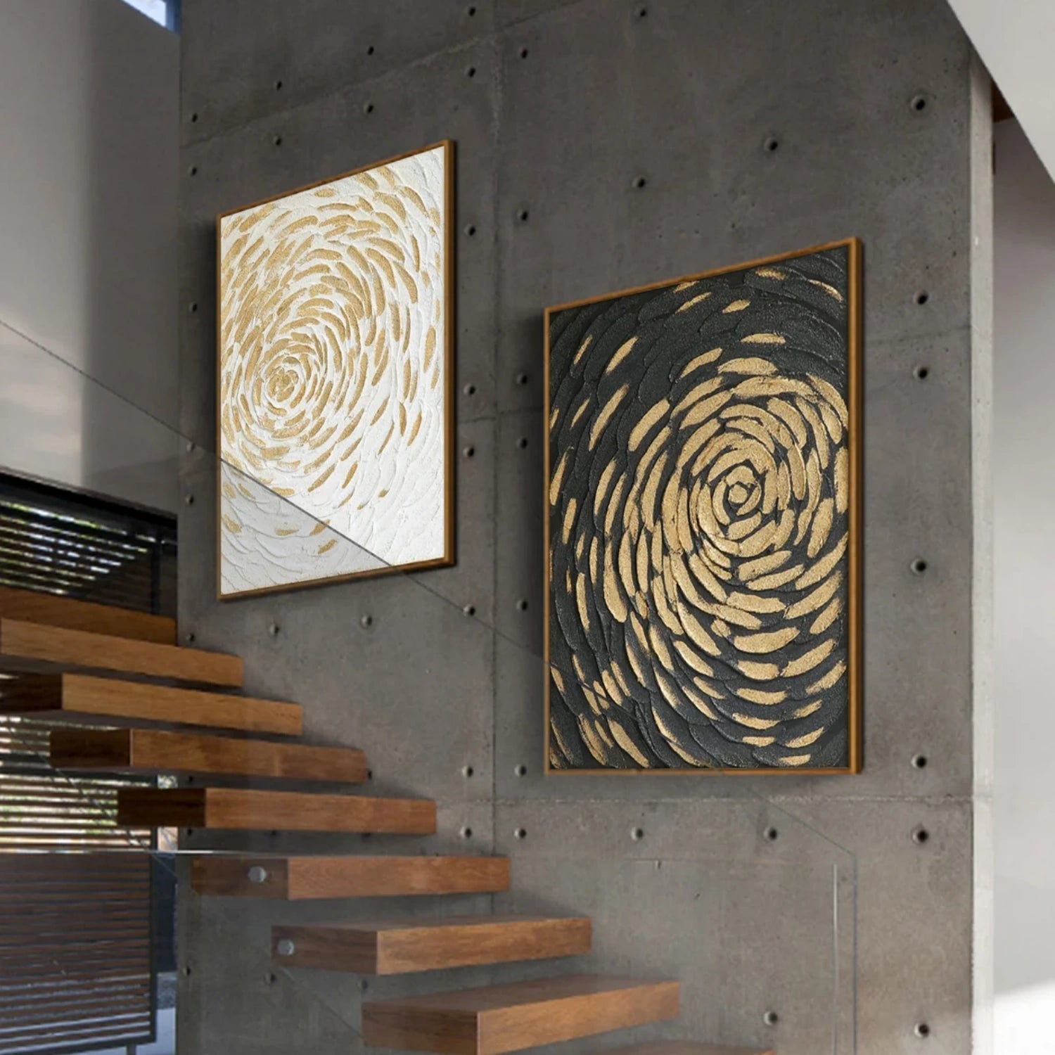 Abstract Gold Swirl Texture Art | Black & White Duo #TB 120